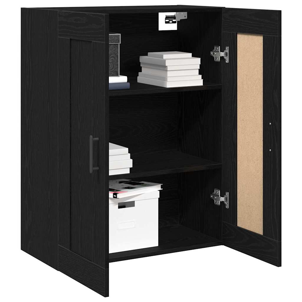 Wandmontierter Schrank Schwarz Eichen-Optik 69.5 x 34 x 90 cm