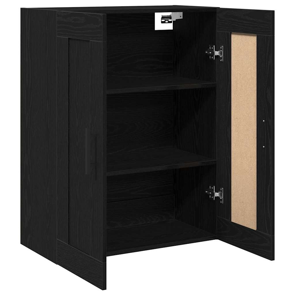Wandmontierter Schrank Schwarz Eichen-Optik 69.5 x 34 x 90 cm