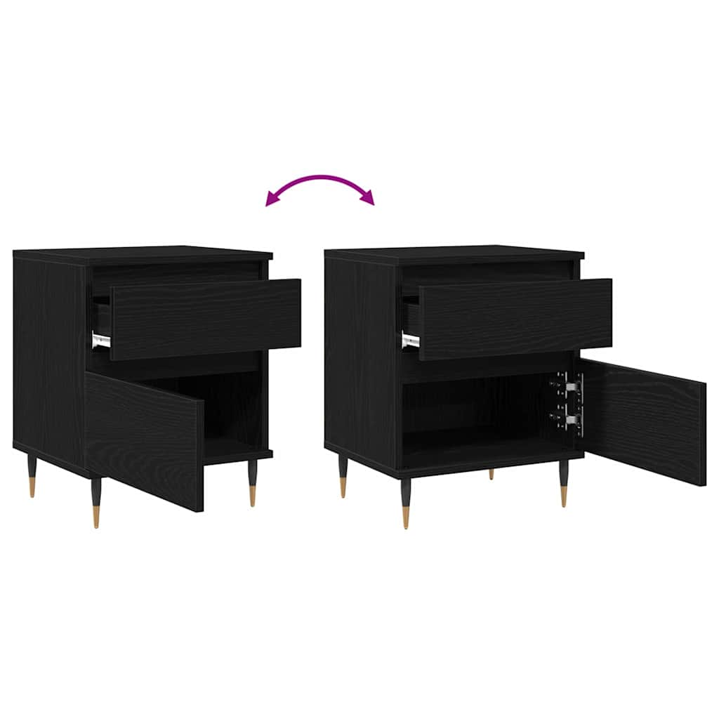 Nachttisch mit Schubladen Schwarze Eiche