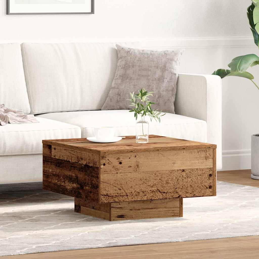 Table basse, bois vieilli, 55x55x31 cm, bois manufacturé