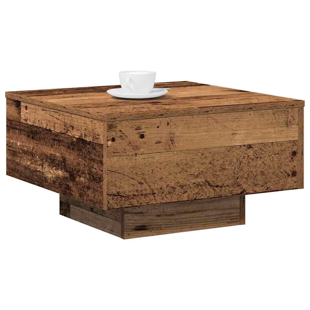 Table basse, bois vieilli, 55x55x31 cm, bois manufacturé