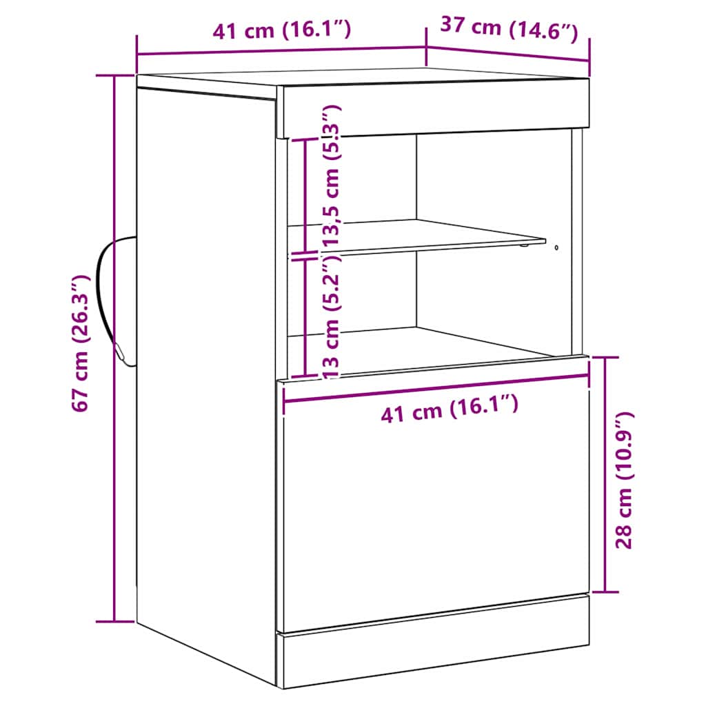 LED-Sideboard Altholz 41 x 37 x 67 cm Holzwerkstoff