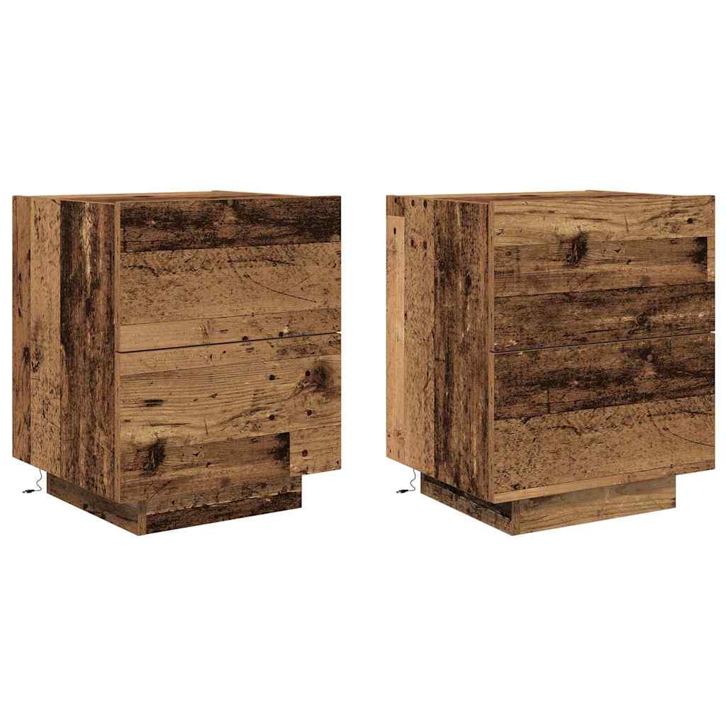 Nachttisch mit Schubladen 2 pcs Altholz