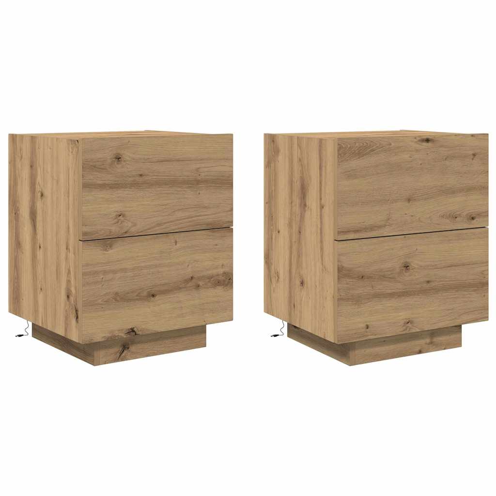 Nachttisch mit Schubladen 2 pcs Eiche handwerklich