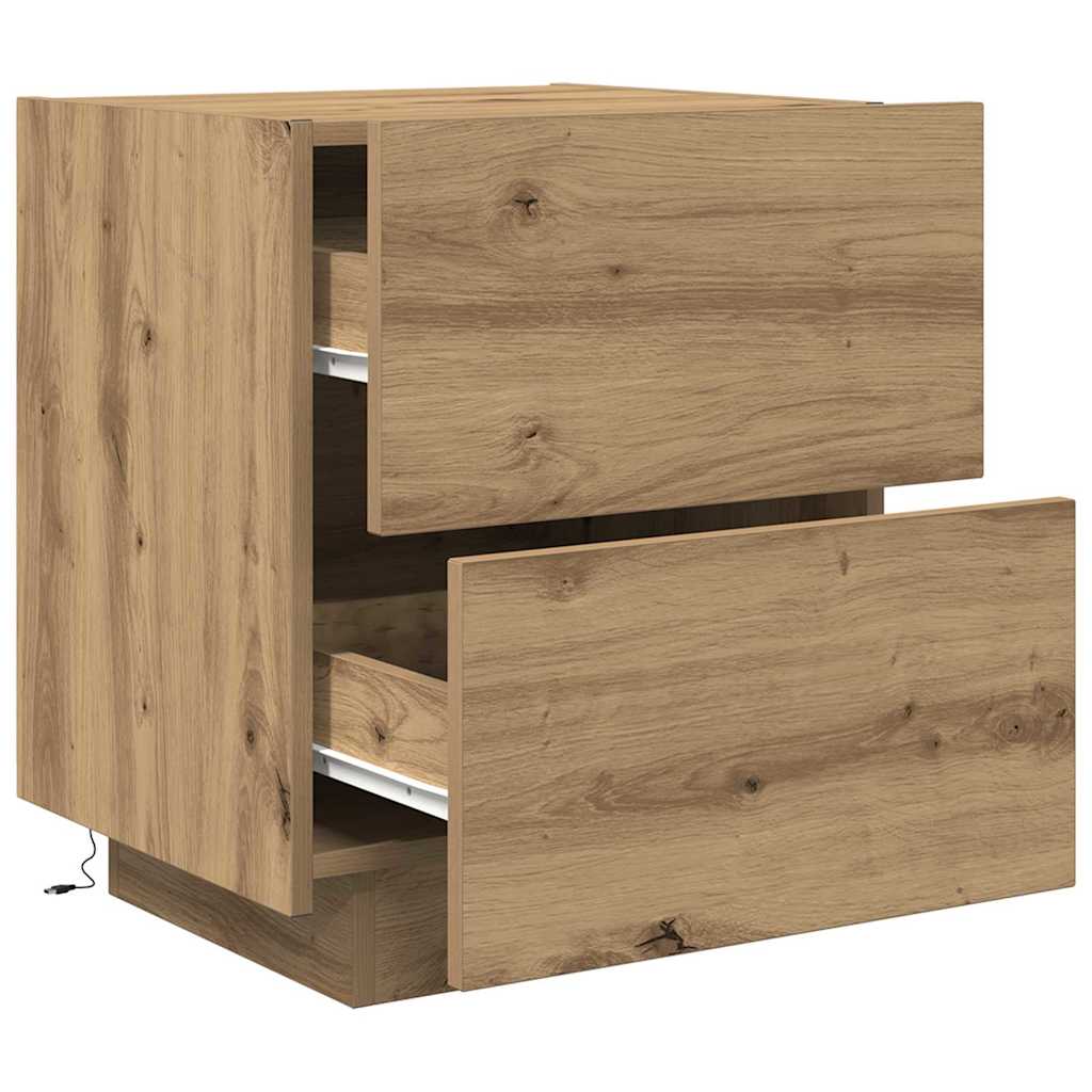 Nachttisch mit Schubladen 2 pcs Eiche handwerklich