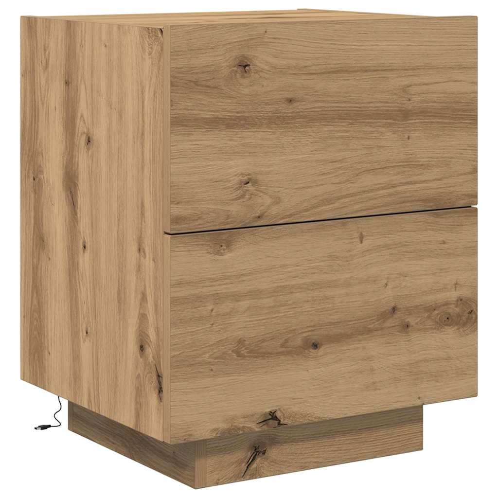 Nachttisch mit Schubladen 2 pcs Eiche handwerklich