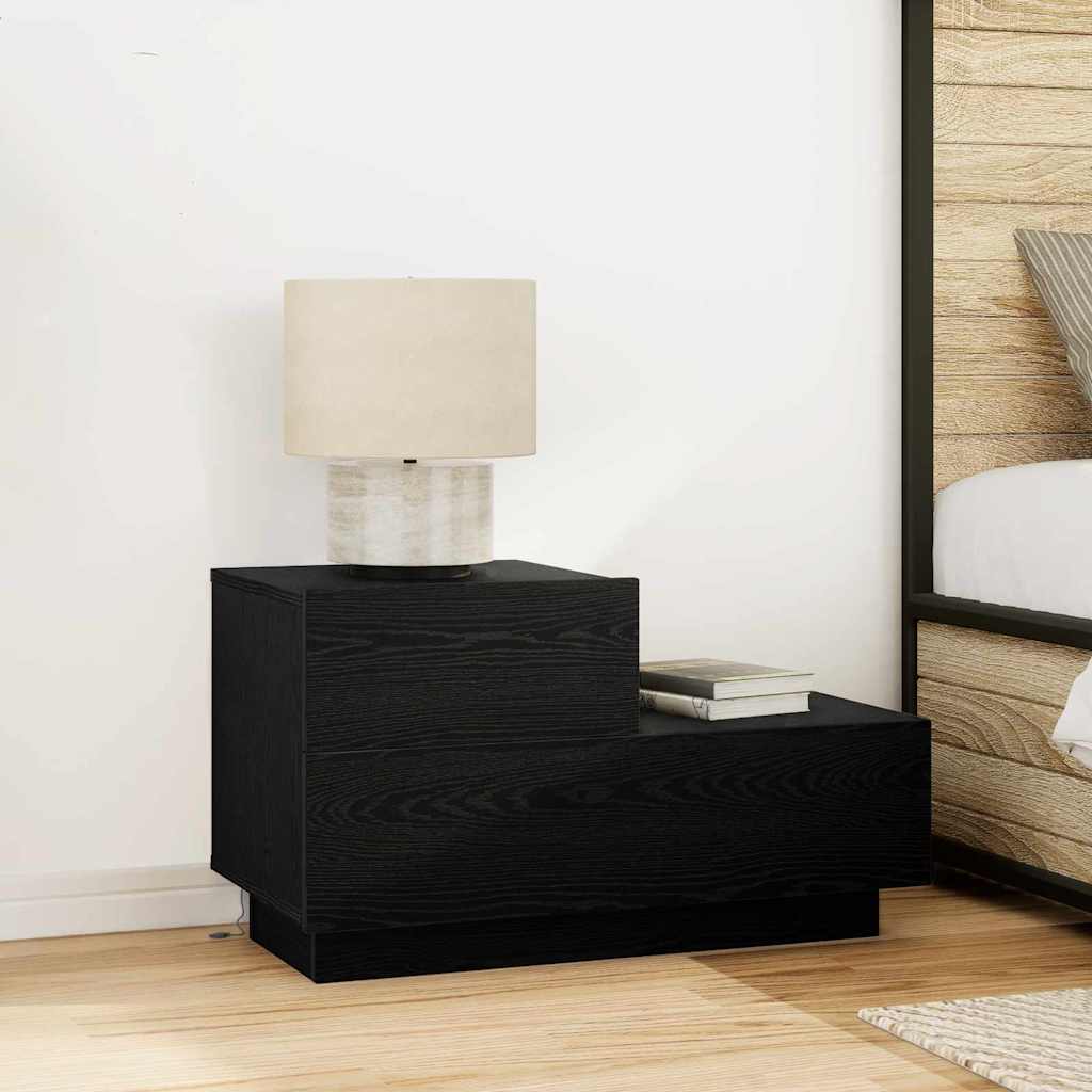 Nachttisch Schwarz Eichen-Optik 70 x 36 x 40.5 cm Holzwerkstoff