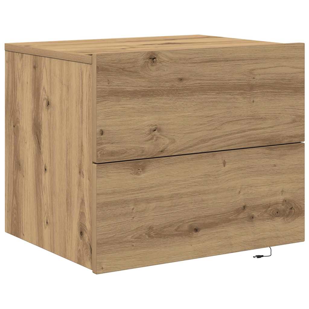 Wandmontierter Nachtschrank 2 pcs Eiche handwerklich
