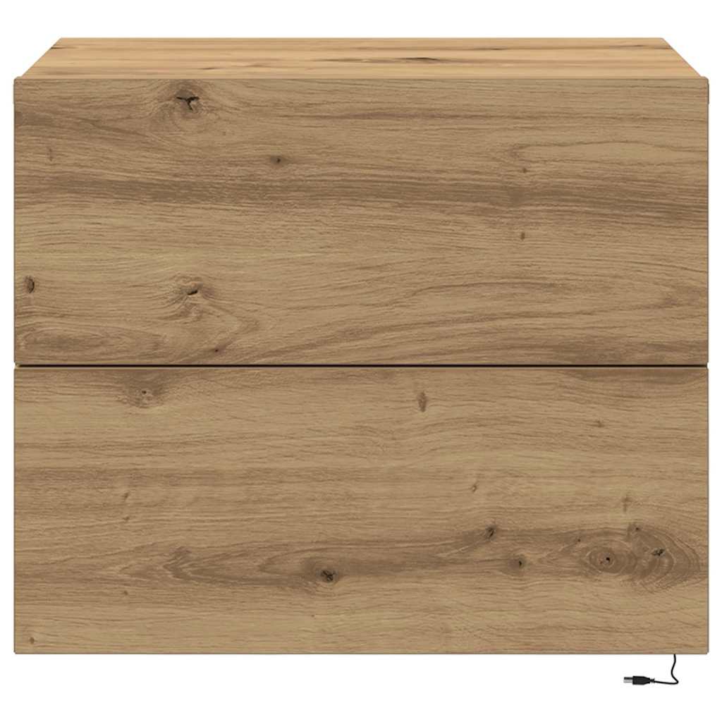 Wandmontierter Nachtschrank 2 pcs Eiche handwerklich