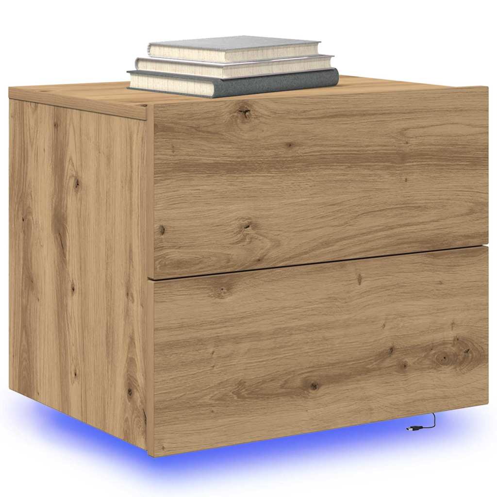 Wandmontierter Nachtschrank 2 pcs Eiche handwerklich