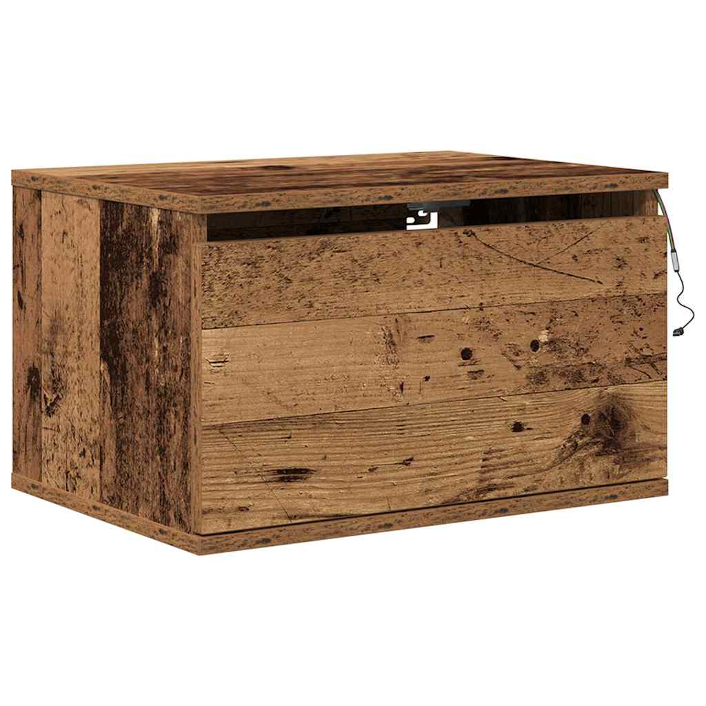 Wandmontierter Nachtschrank mit 2 pcs Altholz 50 x 36 x 30 cm