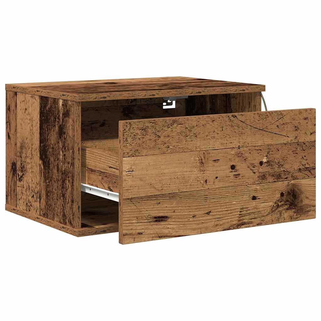 Wandmontierter Nachtschrank mit 2 pcs Altholz 50 x 36 x 30 cm
