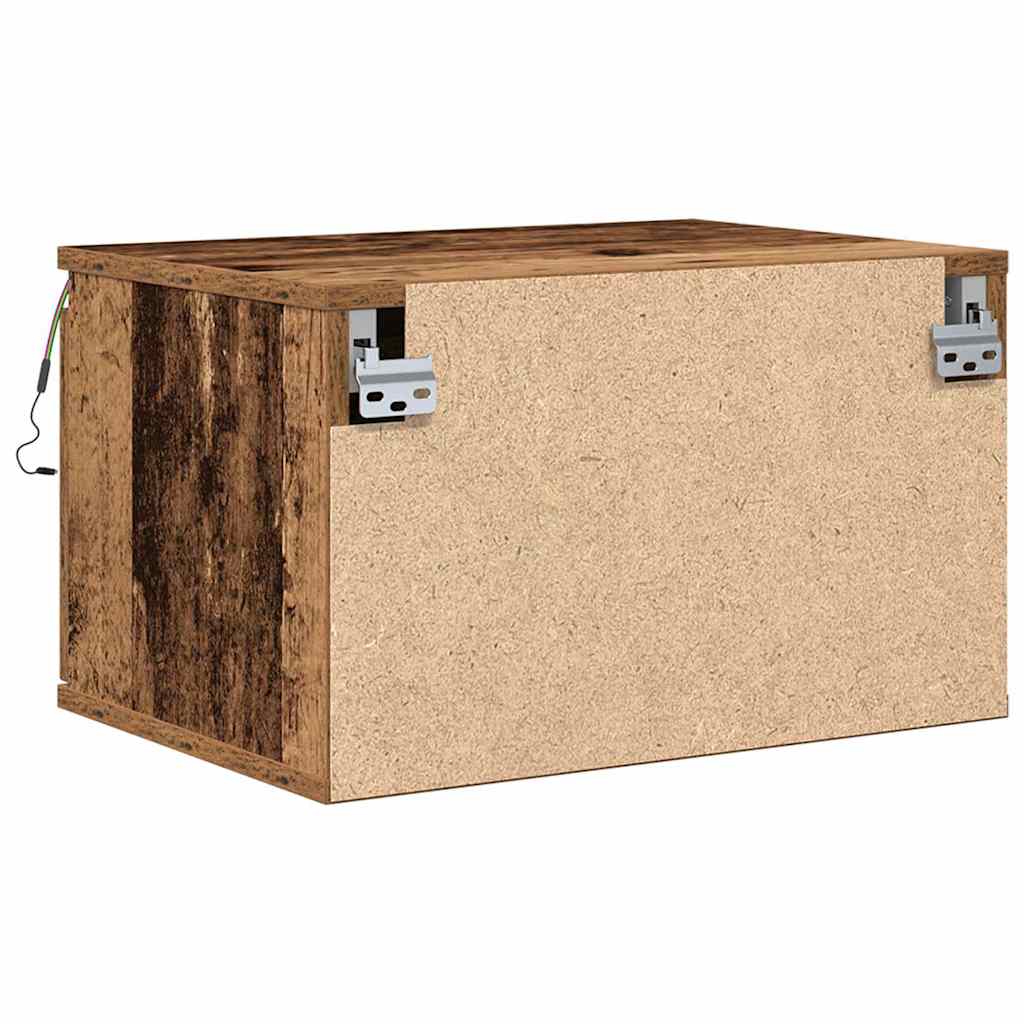 Wandmontierter Nachtschrank mit 2 pcs Altholz 50 x 36 x 30 cm