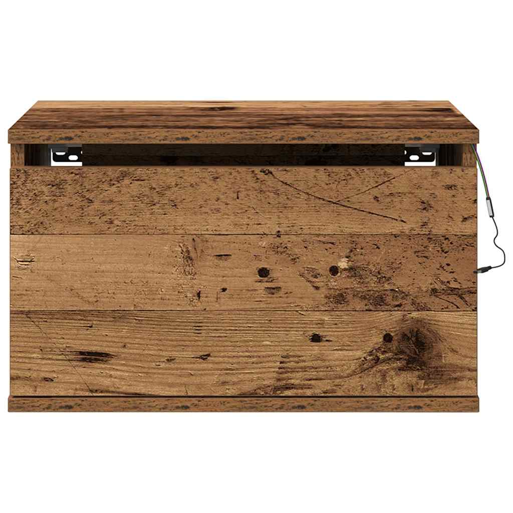 Wandmontierter Nachtschrank mit 2 pcs Altholz 50 x 36 x 30 cm