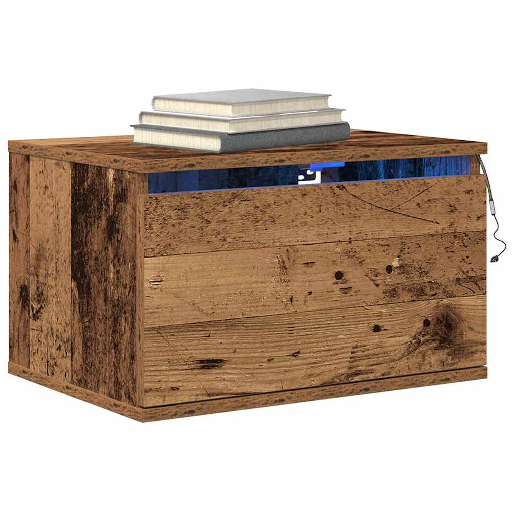 Wandmontierter Nachtschrank mit 2 pcs Altholz 50 x 36 x 30 cm