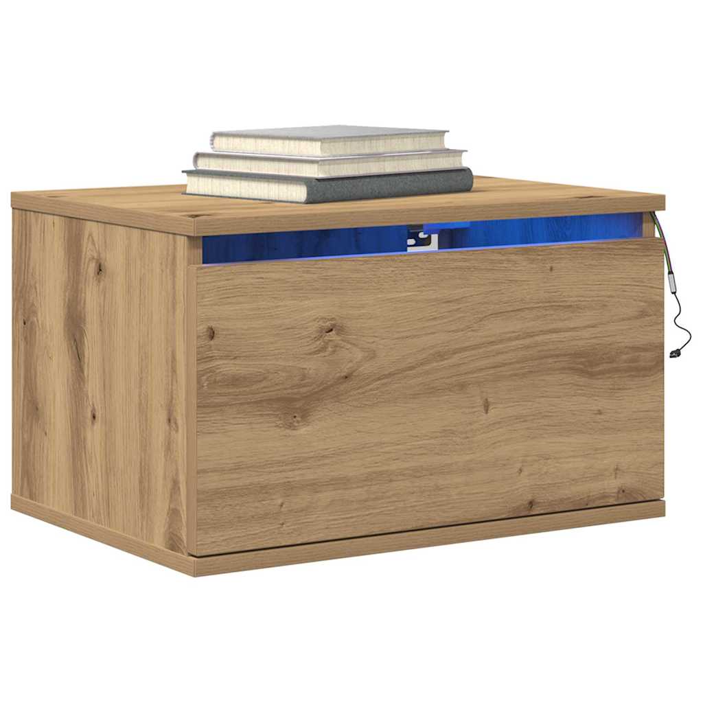 Wandmontierter Nachtschrank Eiche handwerklich 50 x 36 x 30 cm
