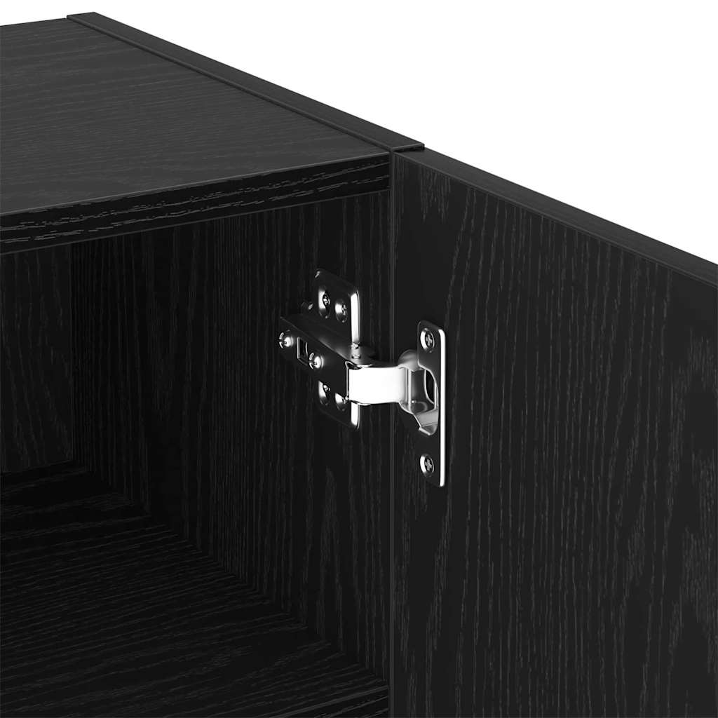 Wandmontierter TV Schrank Wandmontiert Schwarz Eichen-Optik