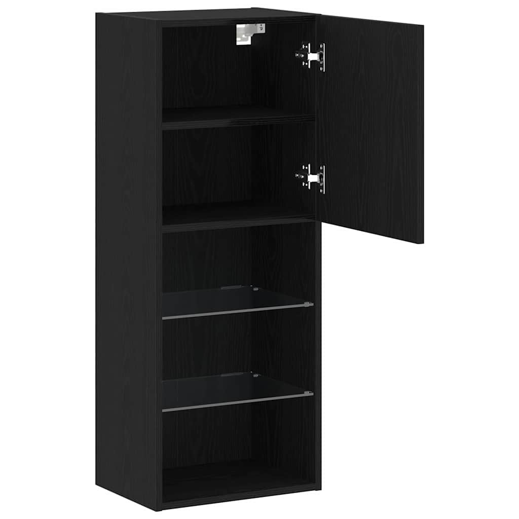 Wandmontierter TV Schrank Wandmontiert Schwarz Eichen-Optik
