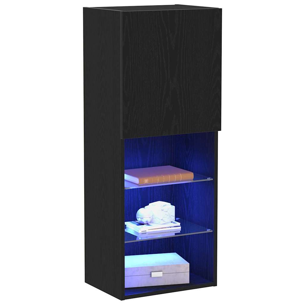 Wandmontierter TV Schrank Wandmontiert Schwarz Eichen-Optik