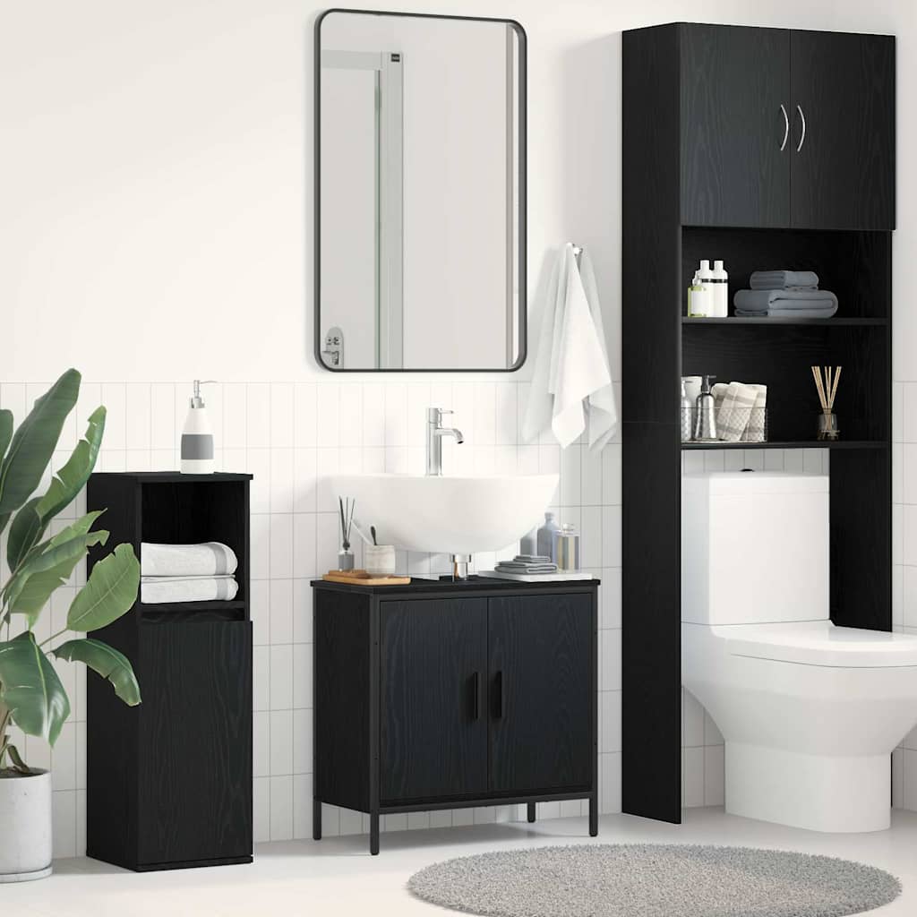 Waschbeckenunterschrank mit Tür Schwarze Eiche 60 x 30 x 60 cm