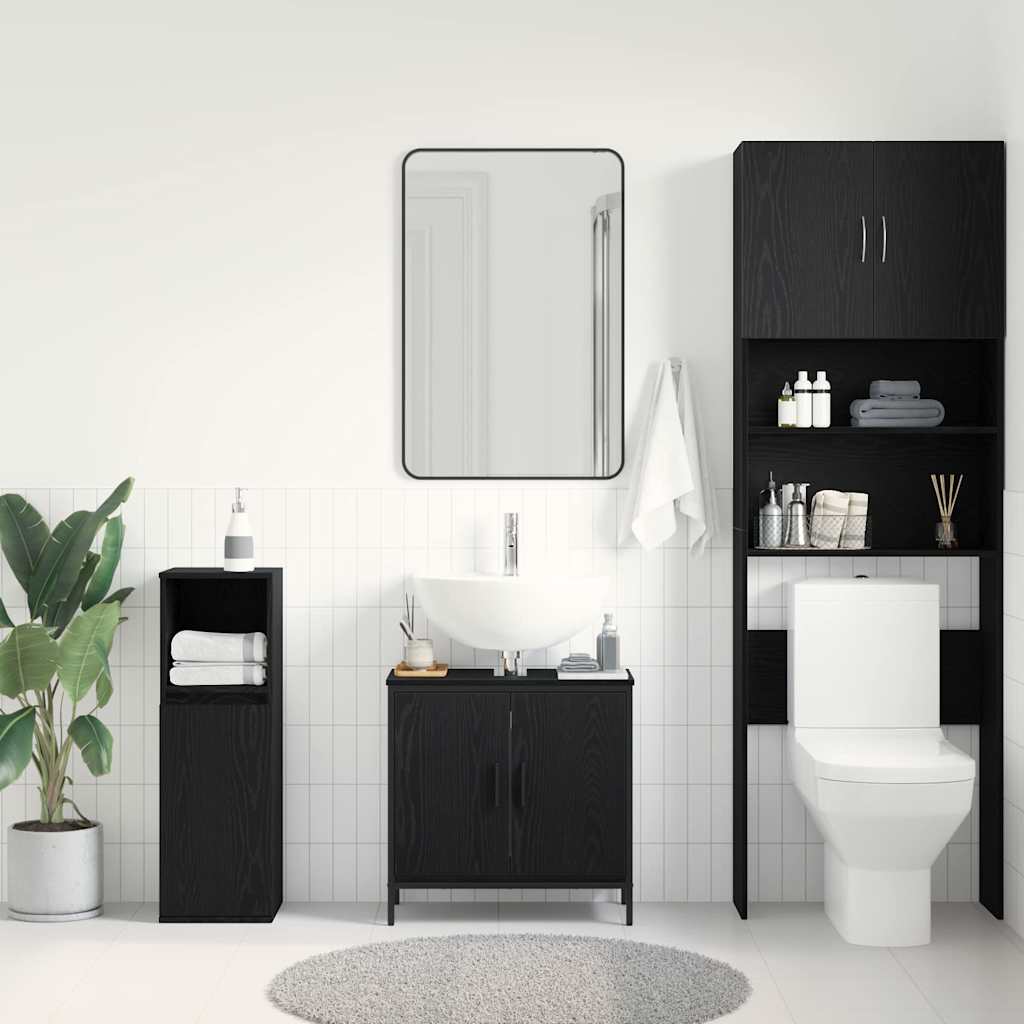 Waschbeckenunterschrank mit Tür Schwarze Eiche 60 x 30 x 60 cm