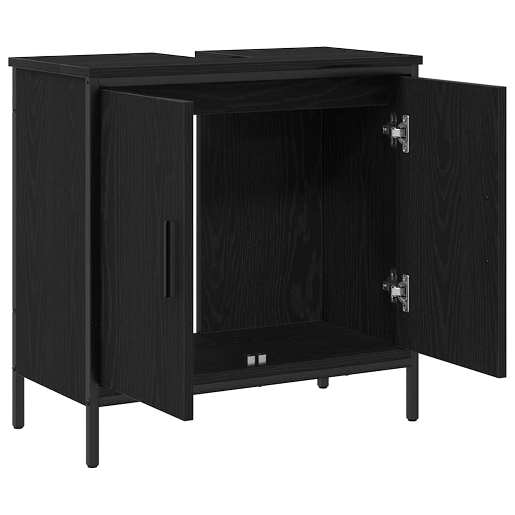 Waschbeckenunterschrank mit Tür Schwarze Eiche 60 x 30 x 60 cm