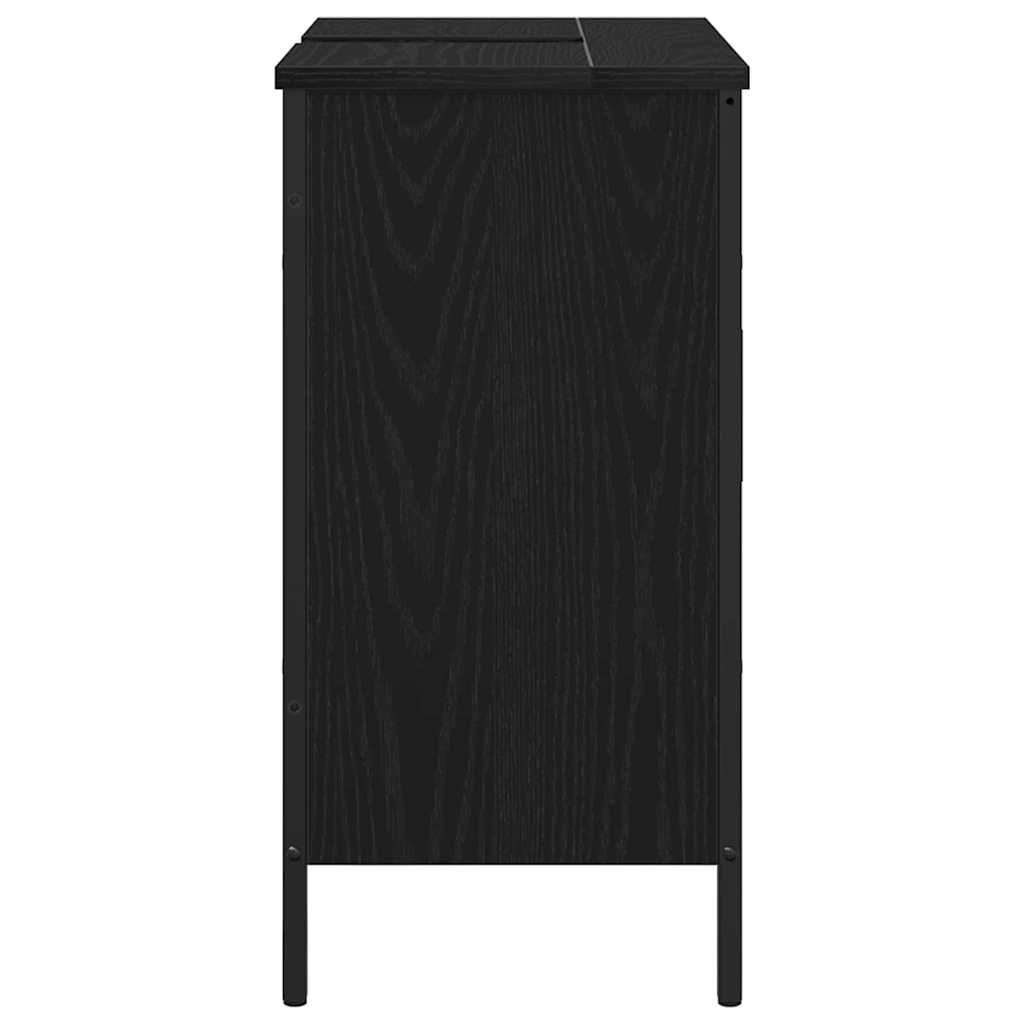 Waschbeckenunterschrank mit Tür Schwarze Eiche 60 x 30 x 60 cm