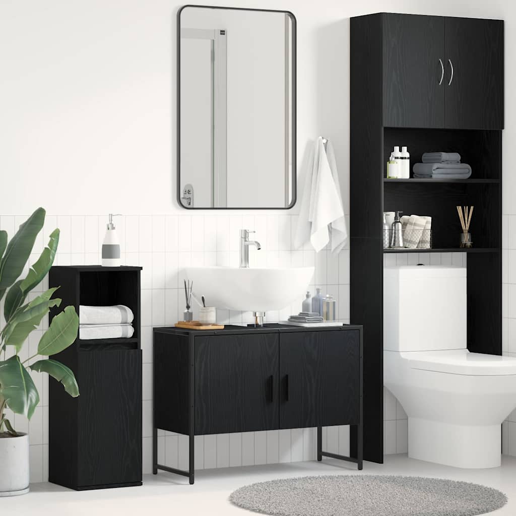 Waschbeckenunterschrank mit Tür Schwarze Eiche 80 x 30 x 60 cm