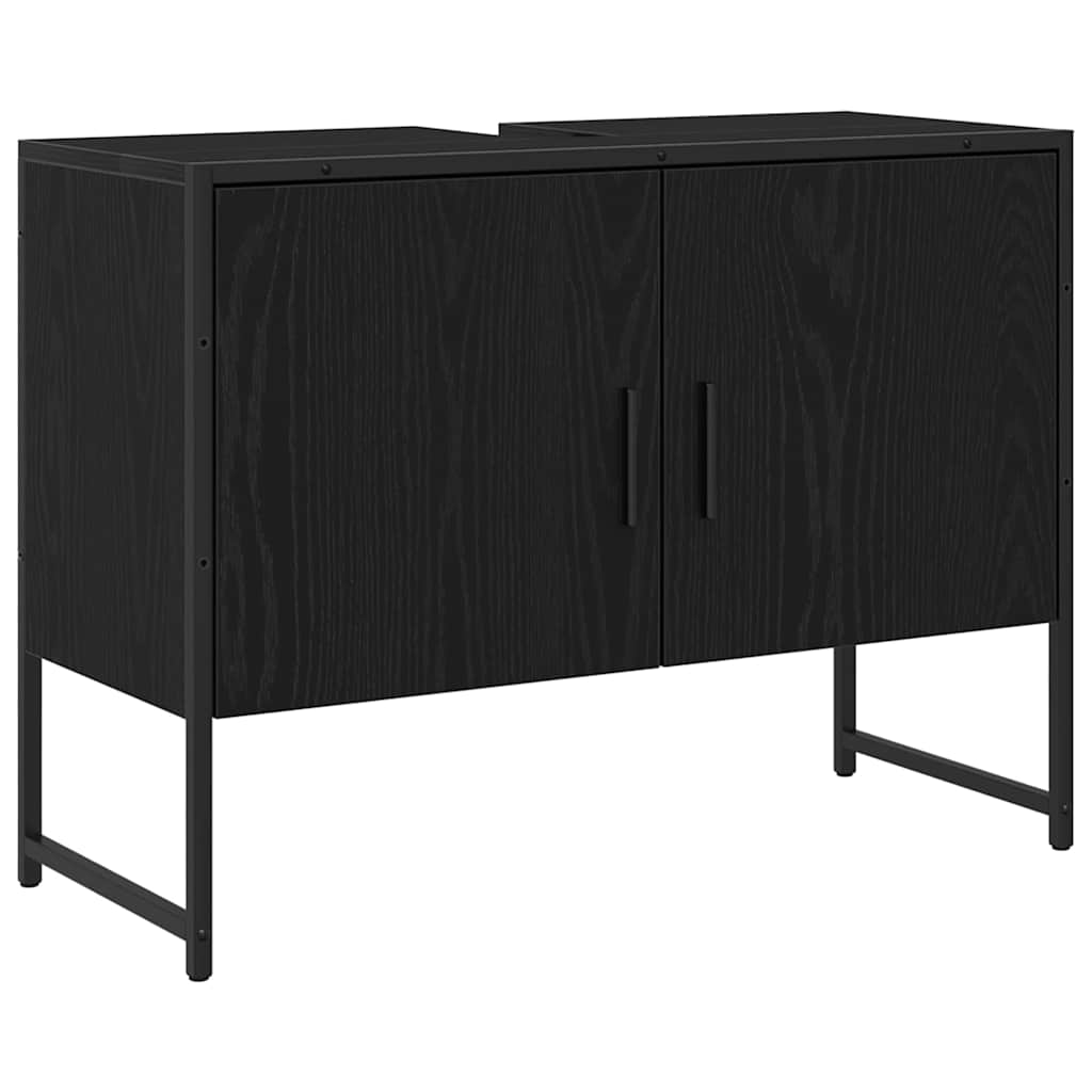 Waschbeckenunterschrank mit Tür Schwarze Eiche 80 x 30 x 60 cm