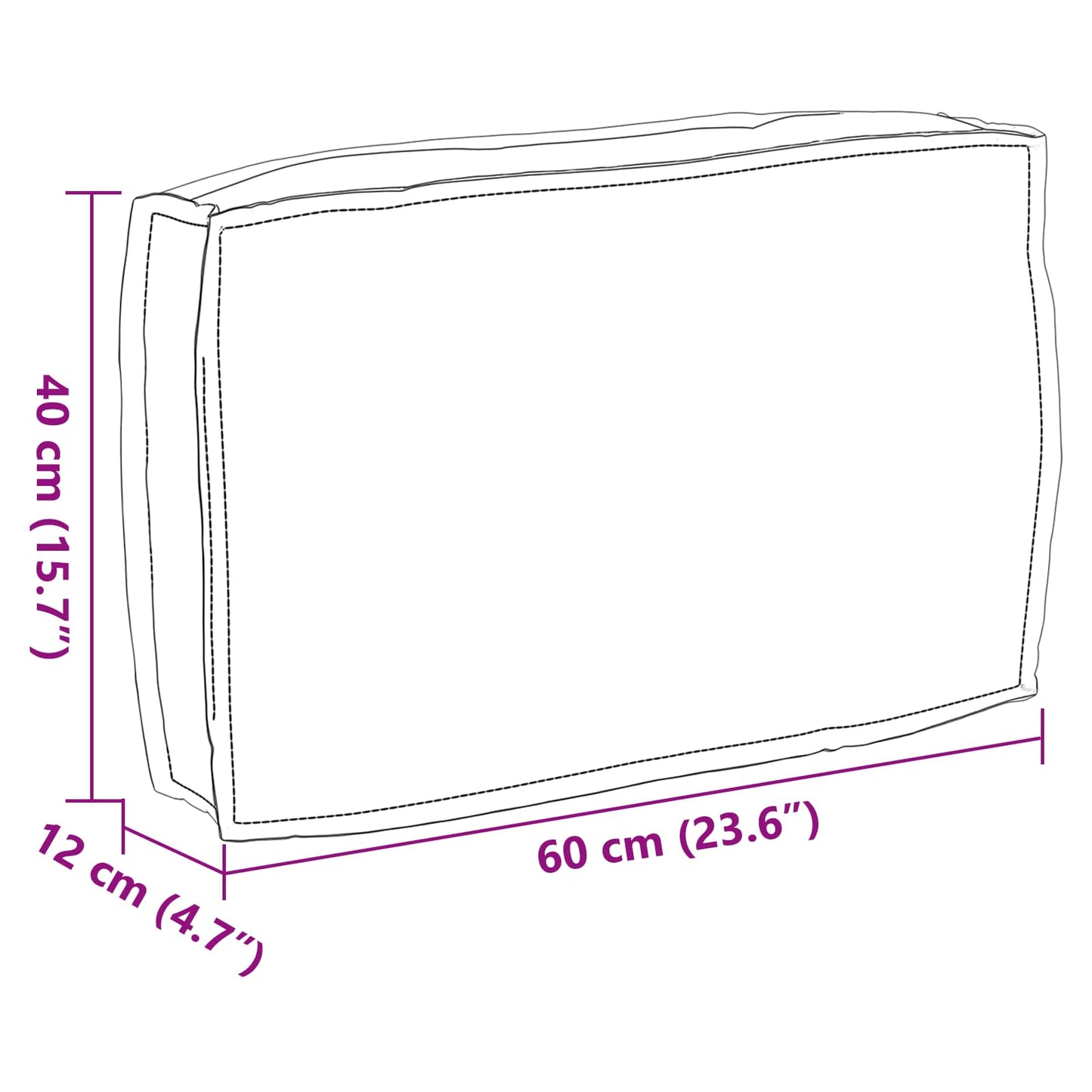 Kissen Anthrazit 60 x 40 x 12 cm Oxford-Stoff