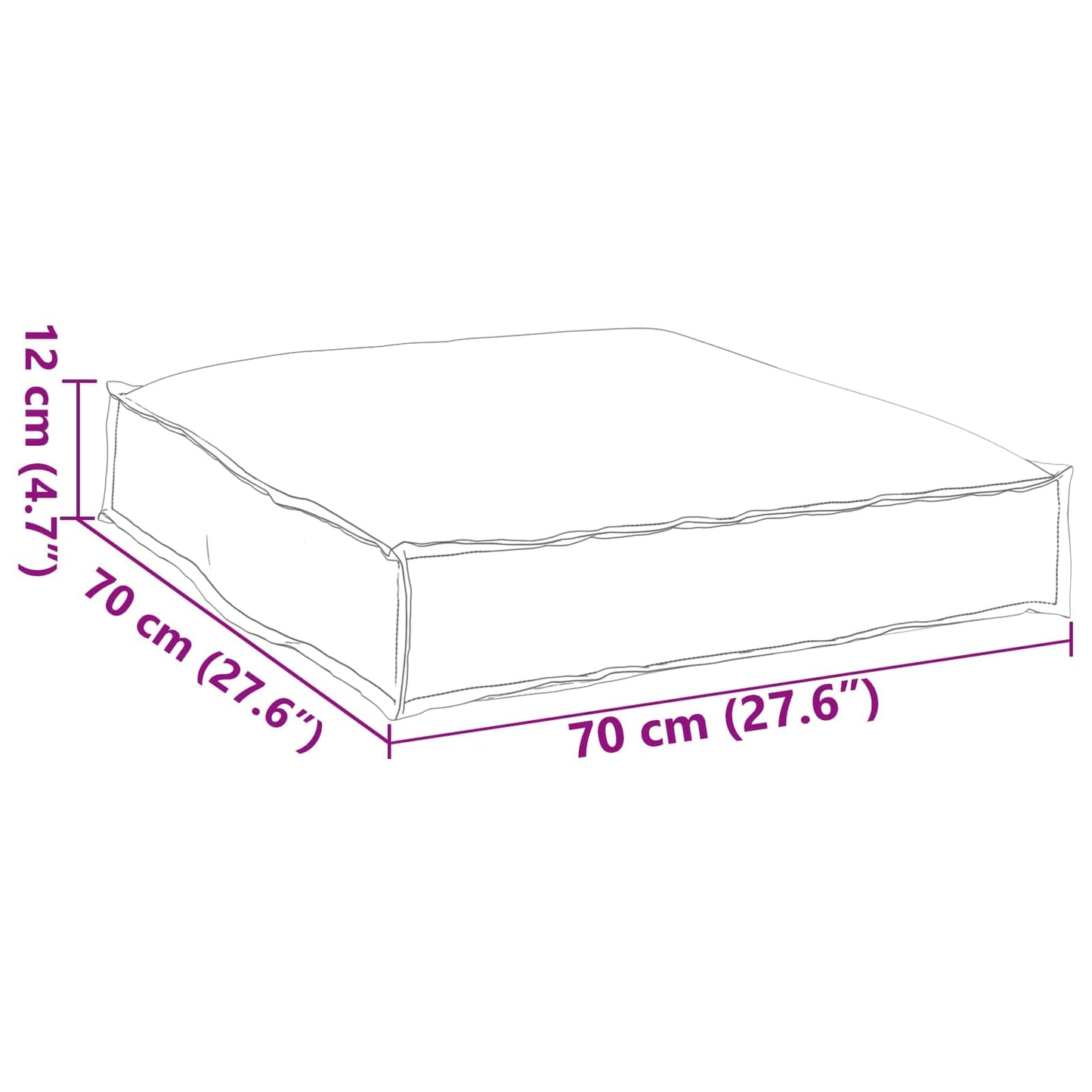 Kissen Blatt Blattmuster 70 x 70 x 12 cm Oxford-Stoff