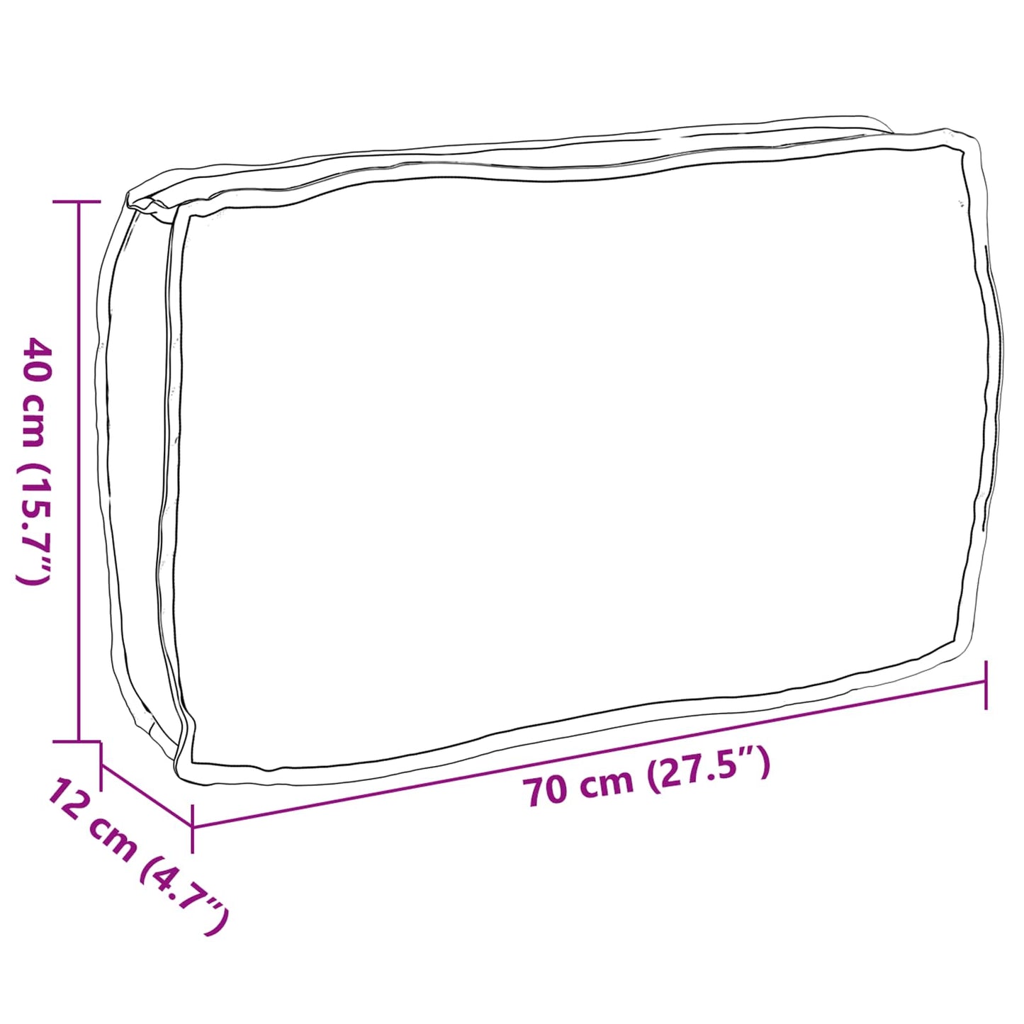Kissen Anthrazit 70 x 40 x 12 cm Oxford-Stoff
