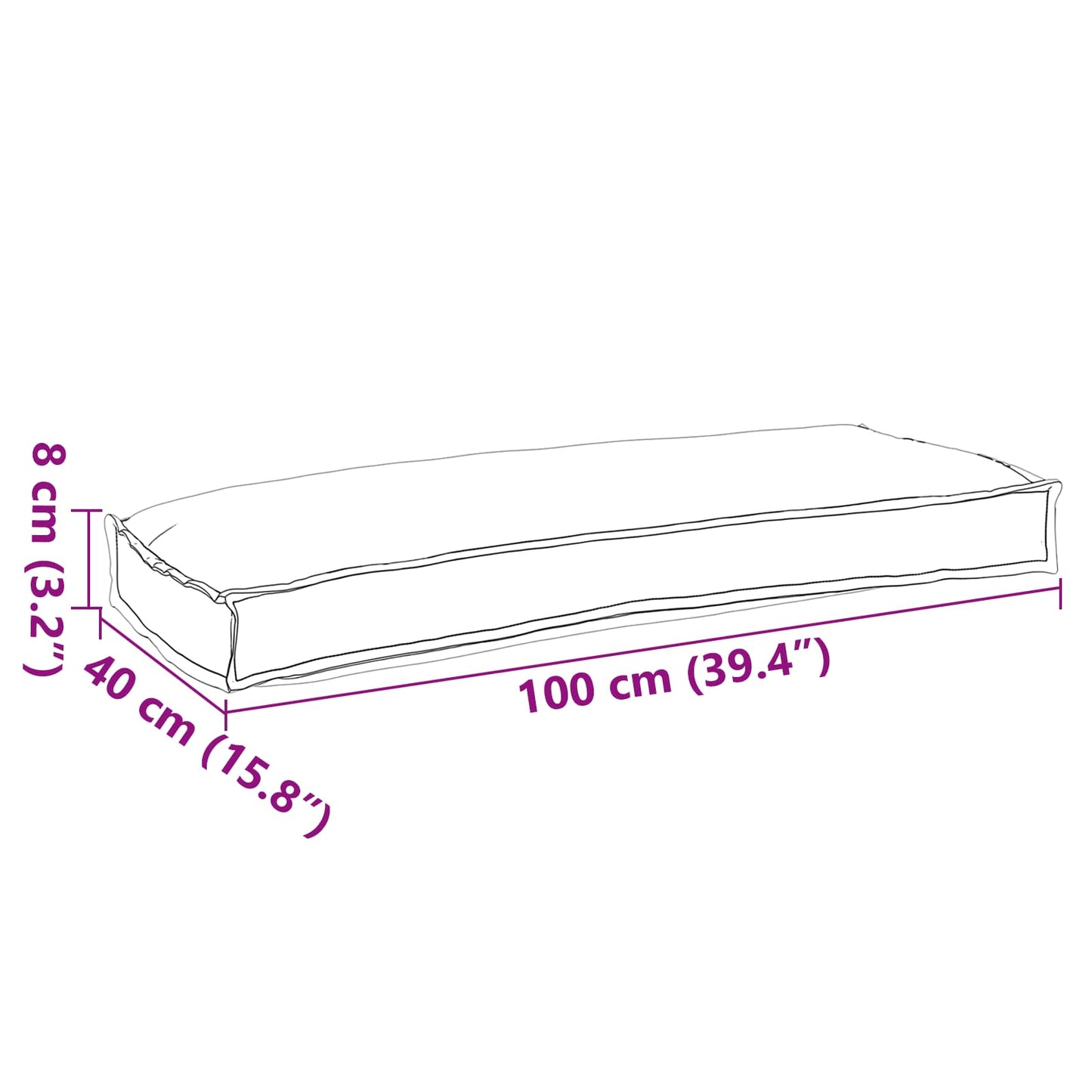 Kissen Anthrazit 100 x 40 x 8 cm Oxford-Stoff