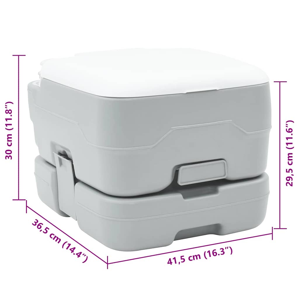 Camping-Toilette Grau und Weiß 41,5 x 36,5 x 30 cm Polyethylen