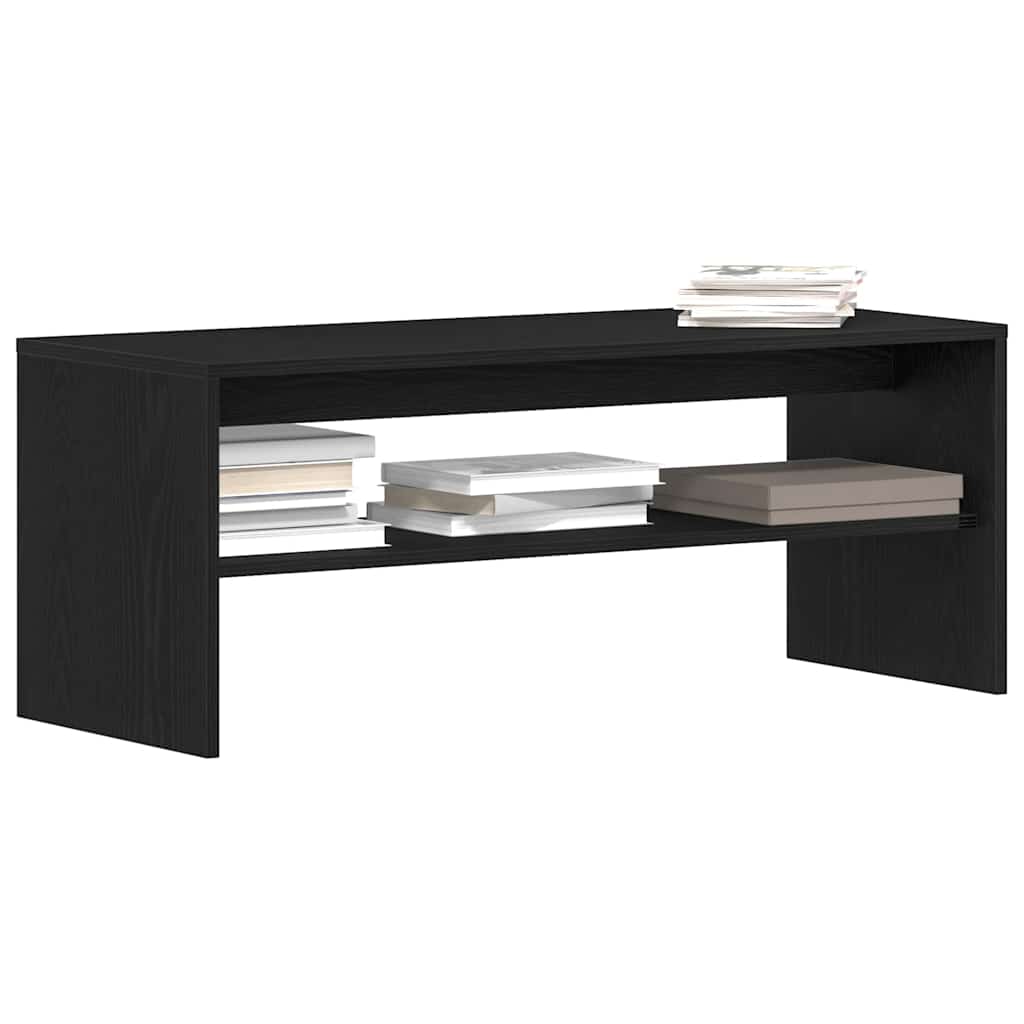 Meuble TV aspect chêne noir 100x40x40 cm matériau à base de bois