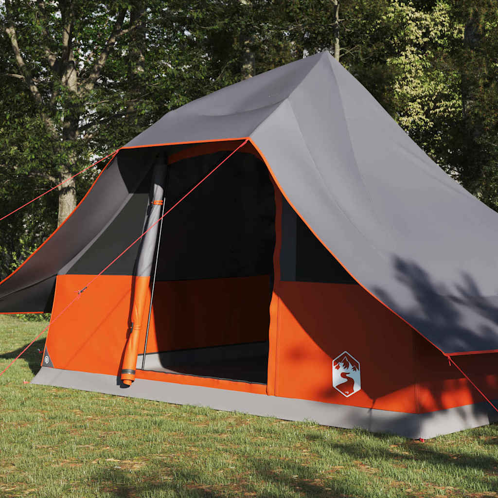 Familien-Tipi-Zelt mit Dach Grau und Orange 364 x 281 x 257 cm
