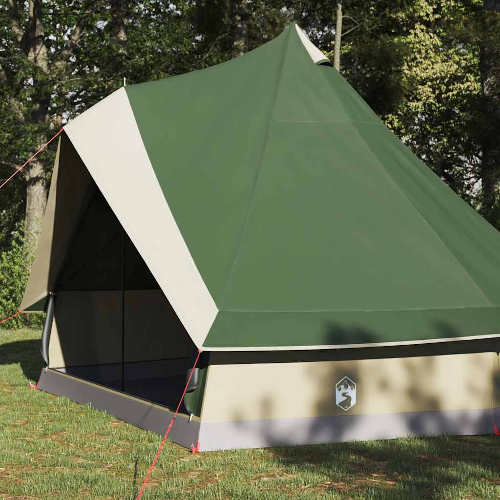 Familien-Tipi-Zelt mit Dach Grün und Beige 400 x 346 x 250 cm