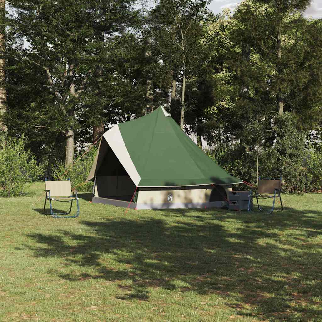 Familien-Tipi-Zelt mit Dach Grün und Beige 400 x 346 x 250 cm