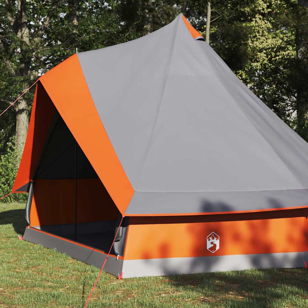 Familien-Tipi-Zelt mit Dach Grau und Orange 400 x 346 x 250 cm