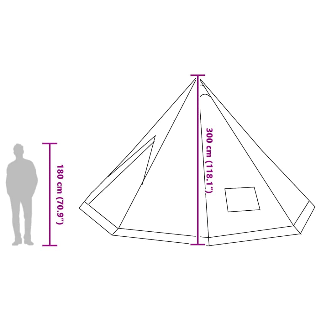 Tipi Zelt mit Dach Grau und Orange 560 x 560 x 300 cm Taft