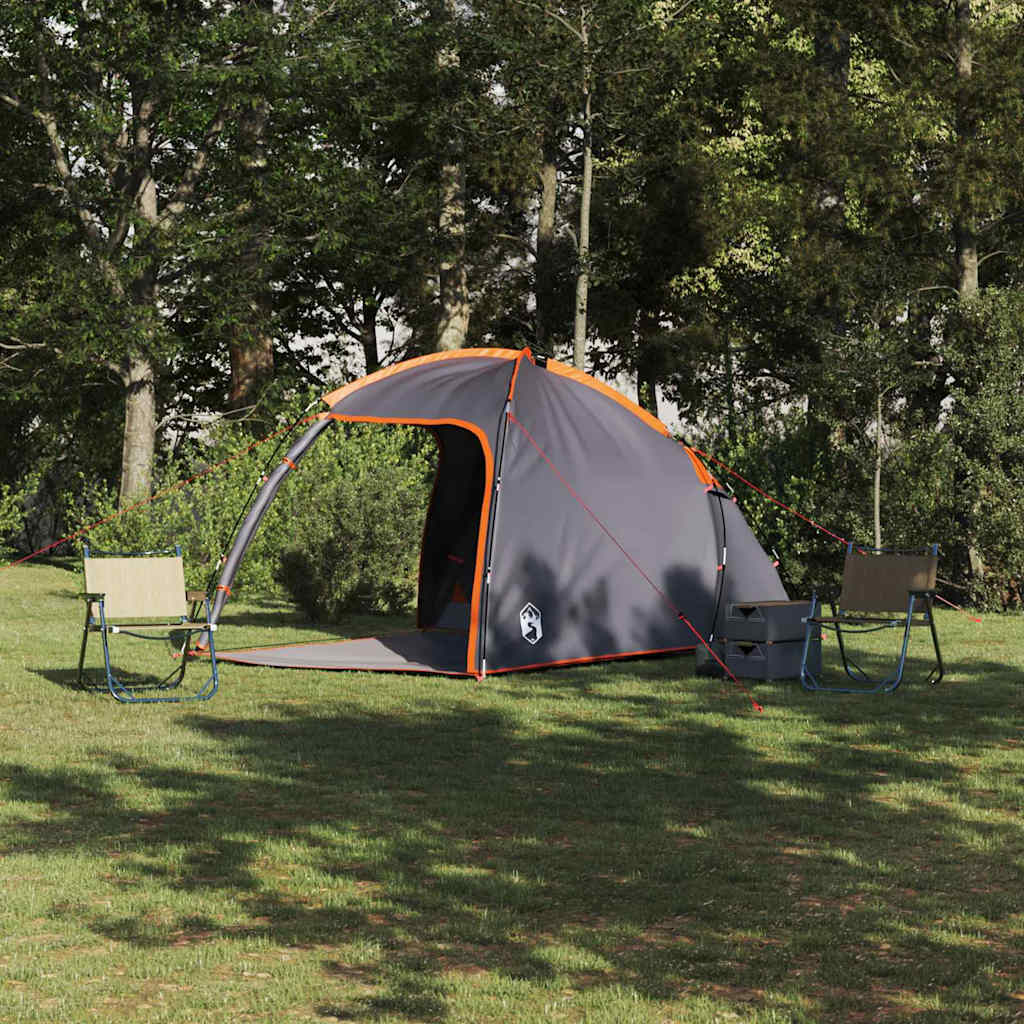 Zelt Grau und Orange 370 x 230 x 185 cm Polyester und Fiberglas