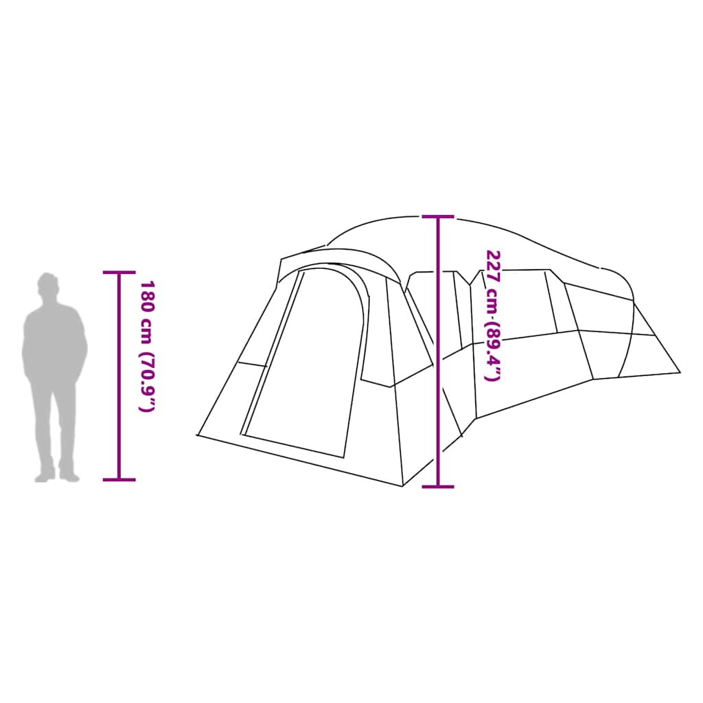 Familienzelt Grün 762 x 655 x 218 cm Polyester