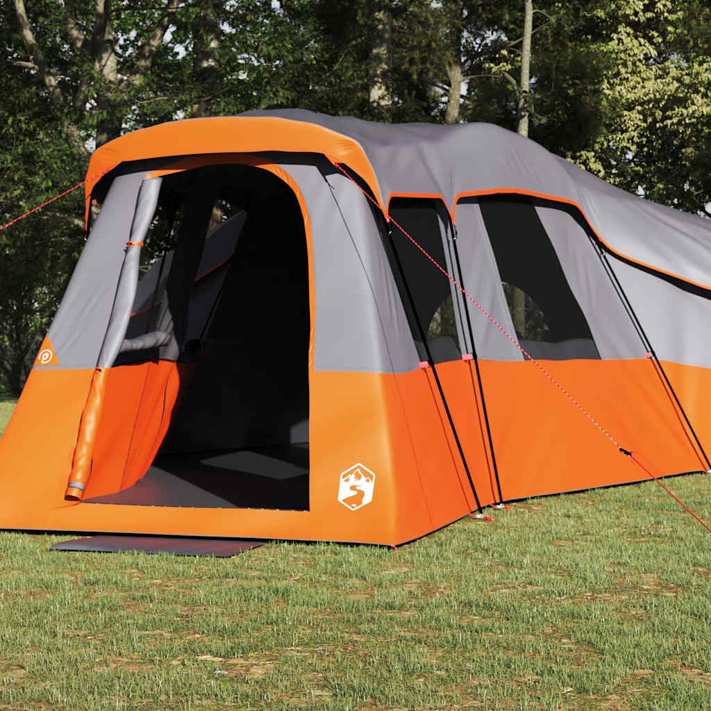 Familienzelt Grau und Orange 762 x 655 x 218 cm Polyester