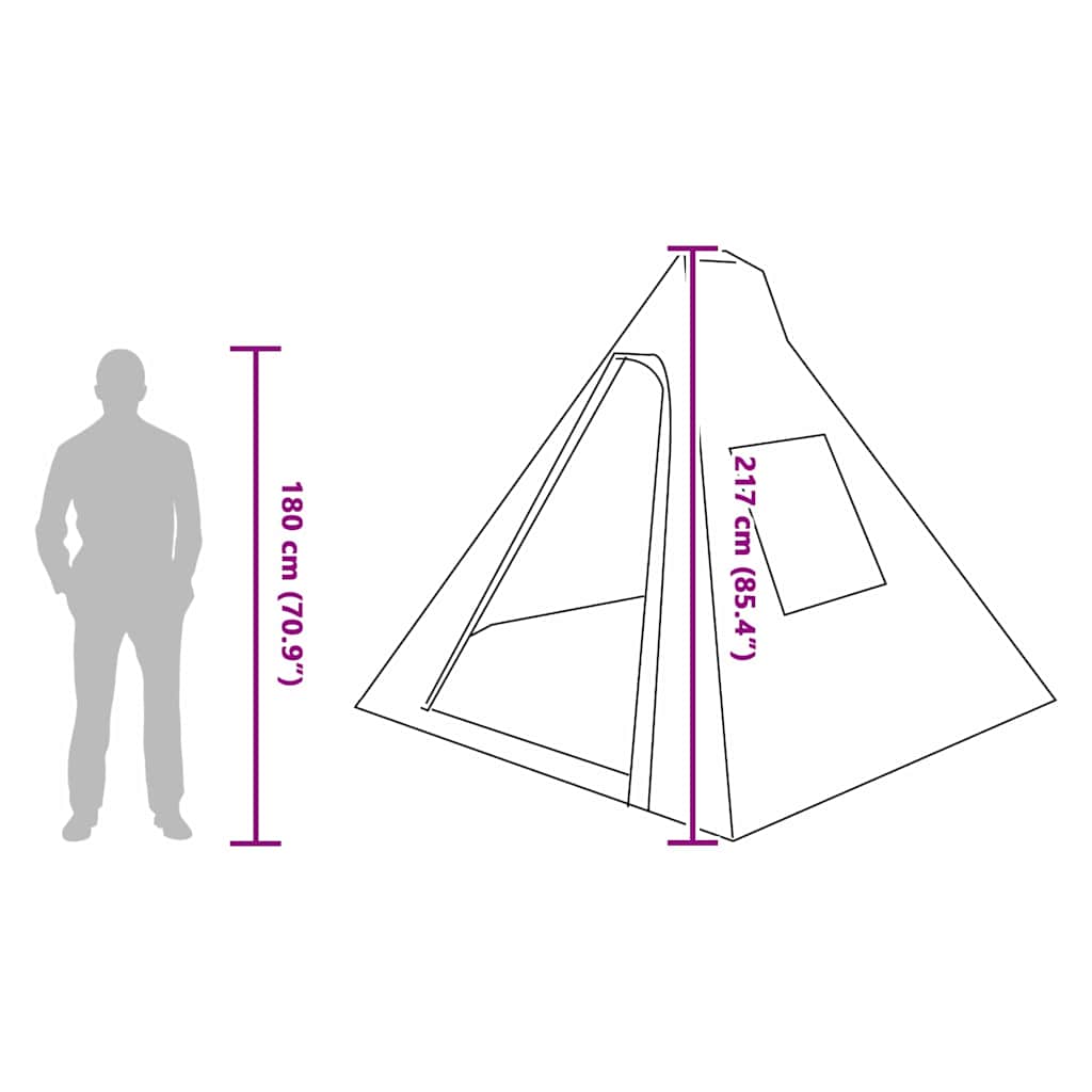 Tipi Zelt mit Dach mit Speicher Grün 383 x 338 x 217 cm Taft