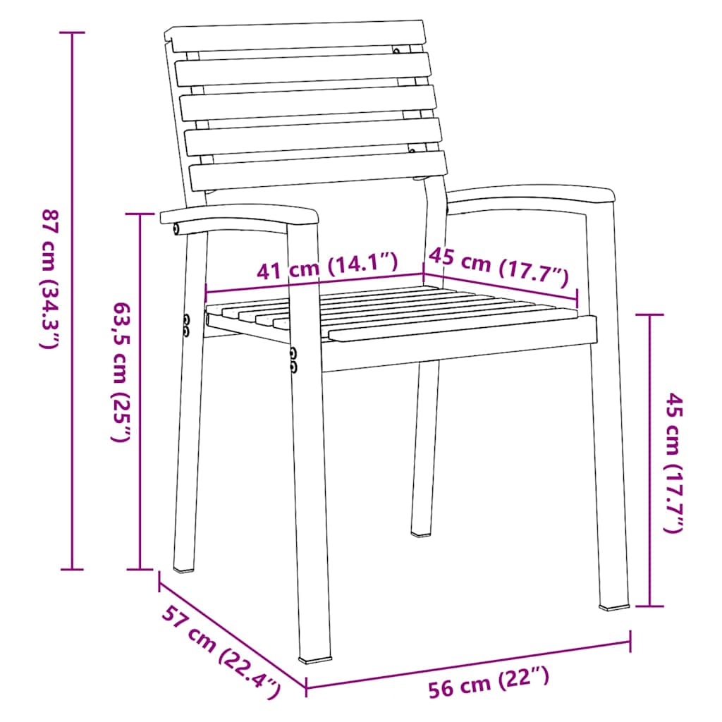 Gartenstuhl 2 stk. Braun Massivholz Akazie Stapelbar