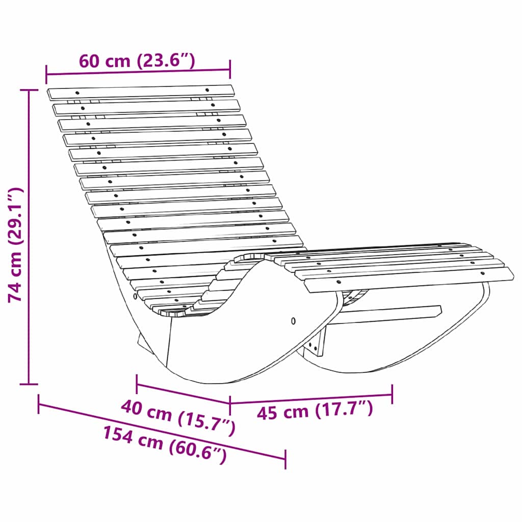 Schaukel-Sonnenliegen 2 pcs Braun 154 x 60 x 74 cm