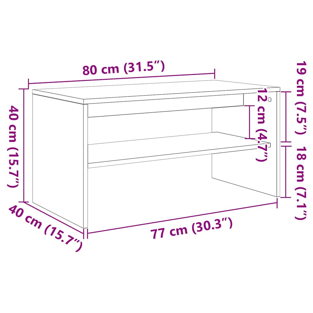 Meuble TV blanc 80x40x40cm en bois