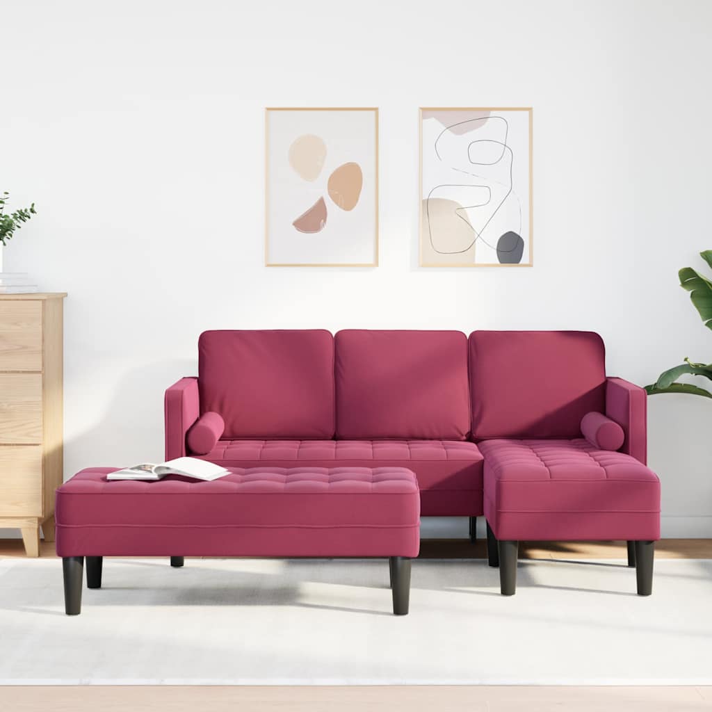 Sofa Set 2 pcs Weinrot 173 x 131 x 67 cm Samt