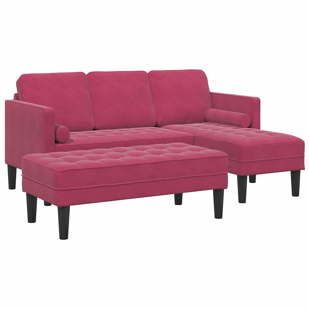 Sofa Set 2 pcs Weinrot 173 x 131 x 67 cm Samt