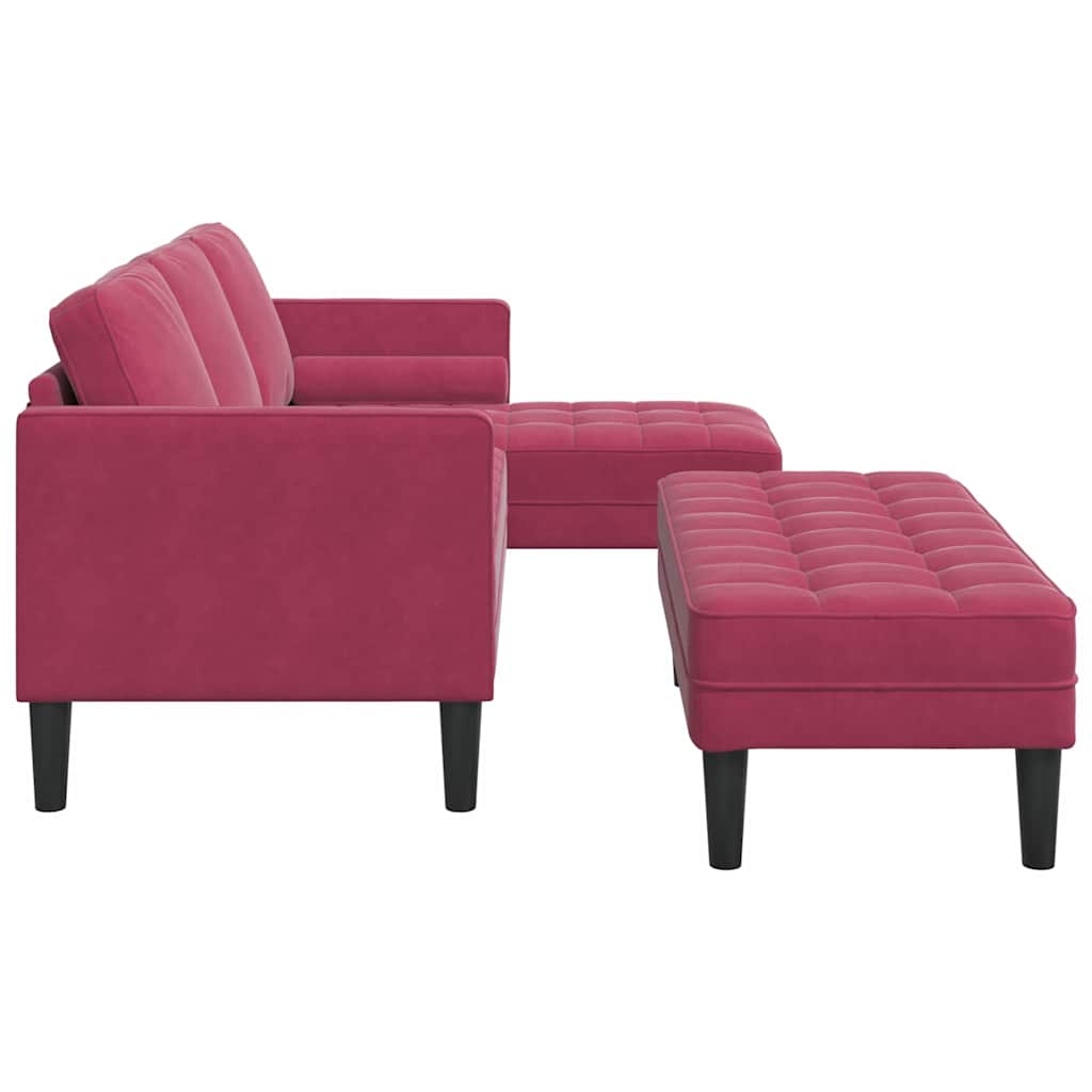 Sofa Set 2 pcs Weinrot 173 x 131 x 67 cm Samt